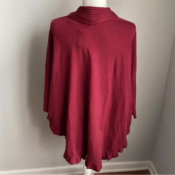Soft Surroundings Burgundy Draped Ruffle Cardigan Sweater Size S/M - Picture 3 of 6
